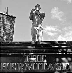 Bendigo's statue on the Hermitage pub in Sneinton. The pub was formerly called the Bendigo and is now for sale. Photo: Howard Fisher.