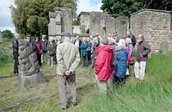 Thoroton members at Old Annesley church with the memorial to George Chaworth-Musters to the left. 