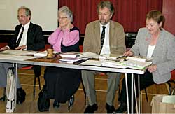Left to Right: John Wilson, Treasurer; Rosalys Coope, President, John Beckett, Chairman; Barbara Cast, Secretary