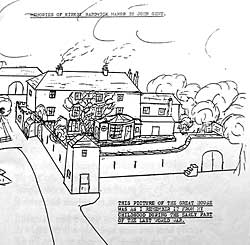 John Gent drawing, early 1940s: his memory of Kirkby Hardwick. Permission from Elaine Scotney. 