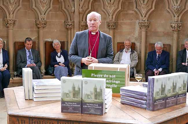 Bishop Paul launches the ‘White Book of Southwell’ in the Chapter House at Southwell Cathedral in May.