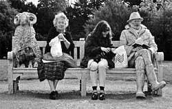 Rosalys enjoying a picnic lunch at Rufford Abbey with Elain Harwood.